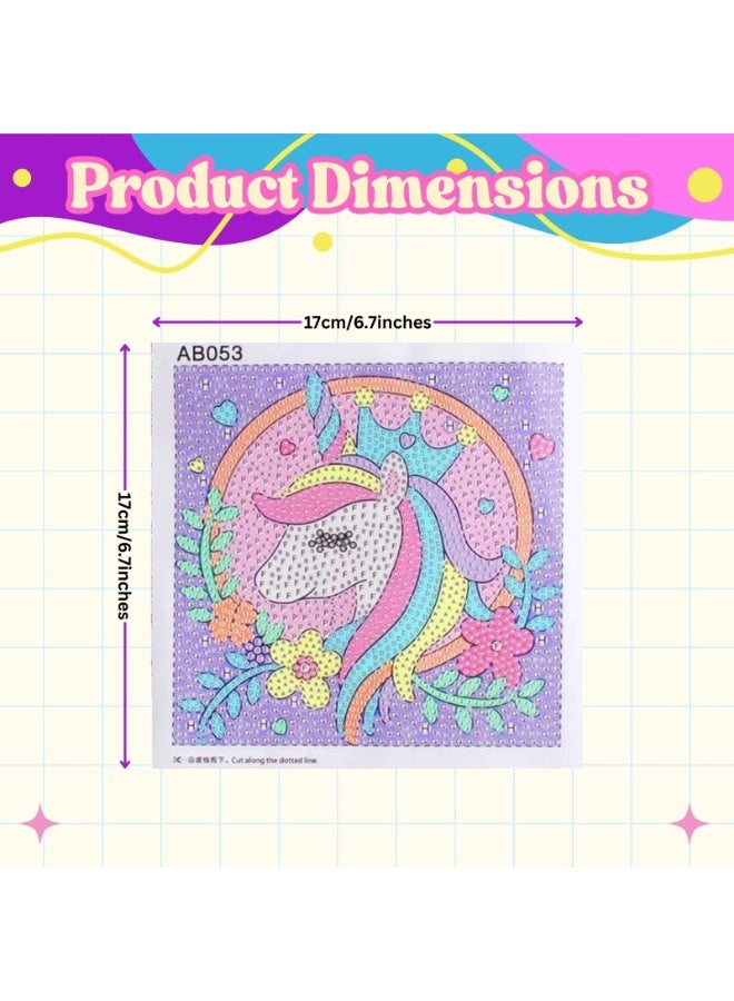 Home Smart Unicorn Painting Photo Frame for Toddlers DIY Unicorn Diamond Picture photo frame 6 Pcs kit with Printed Canvas, photo frame, wax, tray, Diamond Drill pen, and Diamonds packets. - Image 2