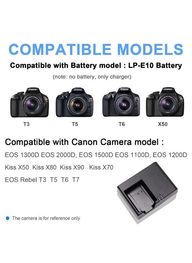 LumsAura - LC-E10E Charger Compatible with Canon EOS Rebel T7,T6,T5,T3,T100,EOS 4000D,3000D,2000D,1500D, 1300D,1200D,1100D,X50,X70,X80,X90 - Image 1