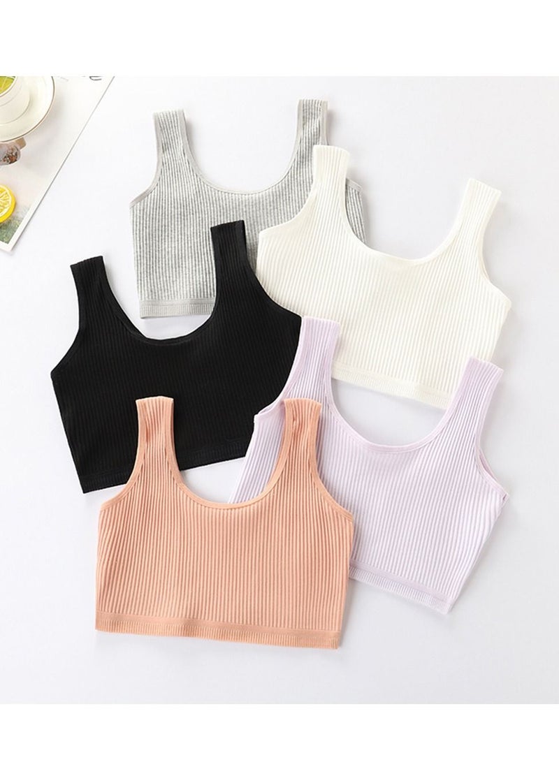 SYOSI ملابس داخلية للفتيات بدون خياطة من Bralette للأطفال، حمالة صدر مرنة للمراهقين للأطفال، حمالة صدر قطنية قابلة للتنفس، حمالة صدر ذات طابقين للطلاب 6 قطع  - Image 5