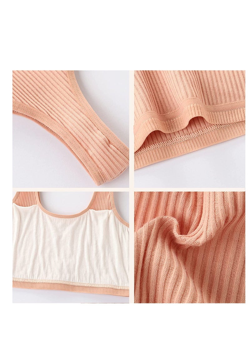 SYOSI ملابس داخلية للفتيات بدون خياطة من Bralette للأطفال، حمالة صدر مرنة للمراهقين للأطفال، حمالة صدر قطنية قابلة للتنفس، حمالة صدر ذات طابقين للطلاب 6 قطع  - Image 2