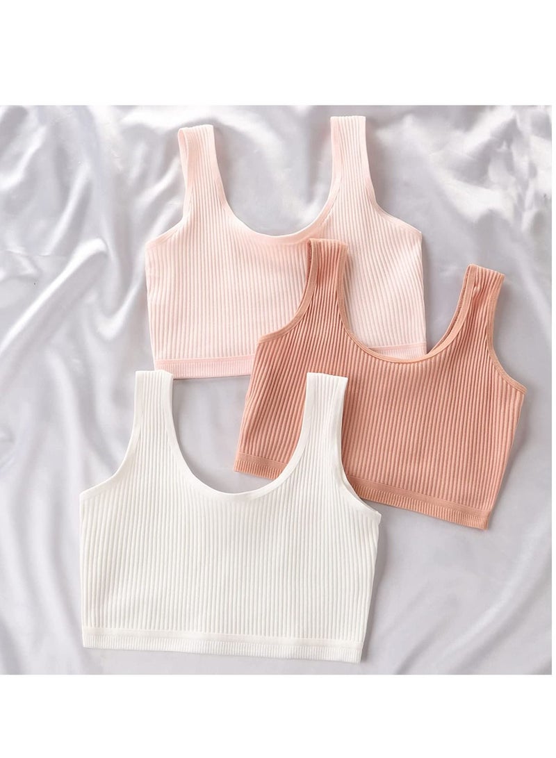 SYOSI ملابس داخلية للفتيات بدون خياطة من Bralette للأطفال، حمالة صدر مرنة للمراهقين للأطفال، حمالة صدر قطنية قابلة للتنفس، حمالة صدر ذات طابقين للطلاب 6 قطع  - Image 4