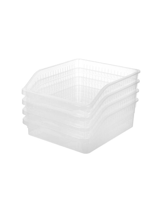 ايست من نون عبوة من 4 صناديق تخزين شفافة من البولي بروبيلين للثلاجة - حجم كبير، منظم متعدد الأغراض للثلاجة والمخزن والمطبخ 30 × 26 × 9.5 سم - Image 1