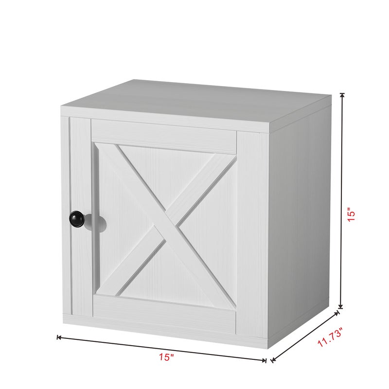 FUSUNBAO Magic DIY Cube Storage Organizer Stackable Cubes for Home Books Clothes Toy-Modular Cubby Storage System-Office Cubical-Bookcase Closet (Pure White-Washed, Door Cube) - Image 2