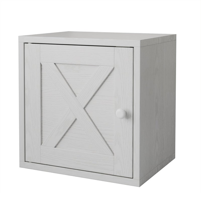 FUSUNBAO Magic DIY Cube Storage Organizer Stackable Cubes for Home Books Clothes Toy-Modular Cubby Storage System-Office Cubical-Bookcase Closet (Pure White-Washed, Door Cube) - Image 1