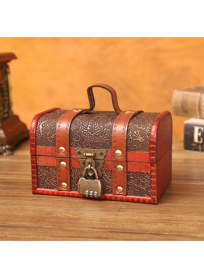Bluejw Wooden Handmade Treasure Box Antique Props Organize Box With Lock Treasure Small Wooden Box Suit Photography Box - Image 3
