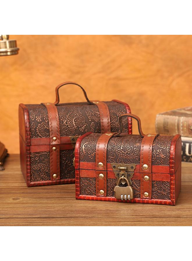 Bluejw Wooden Handmade Treasure Box Antique Props Organize Box With Lock Treasure Small Wooden Box Suit Photography Box - Image 2