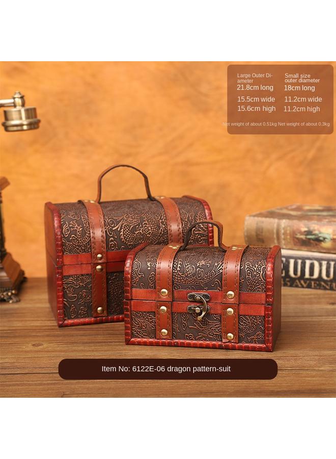Bluejw Wooden Handmade Treasure Box Antique Props Organize Box With Lock Treasure Small Wooden Box Suit Photography Box - Image 1