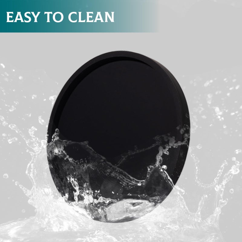 Heagoale Silicone Bathroom Tray Round Vanity Tray Decorative Soap Holder Kitchen Countertop Organizer Coffee Table Decor for Candle, Perfume, Plant, 9 Inch, Black - Image 5