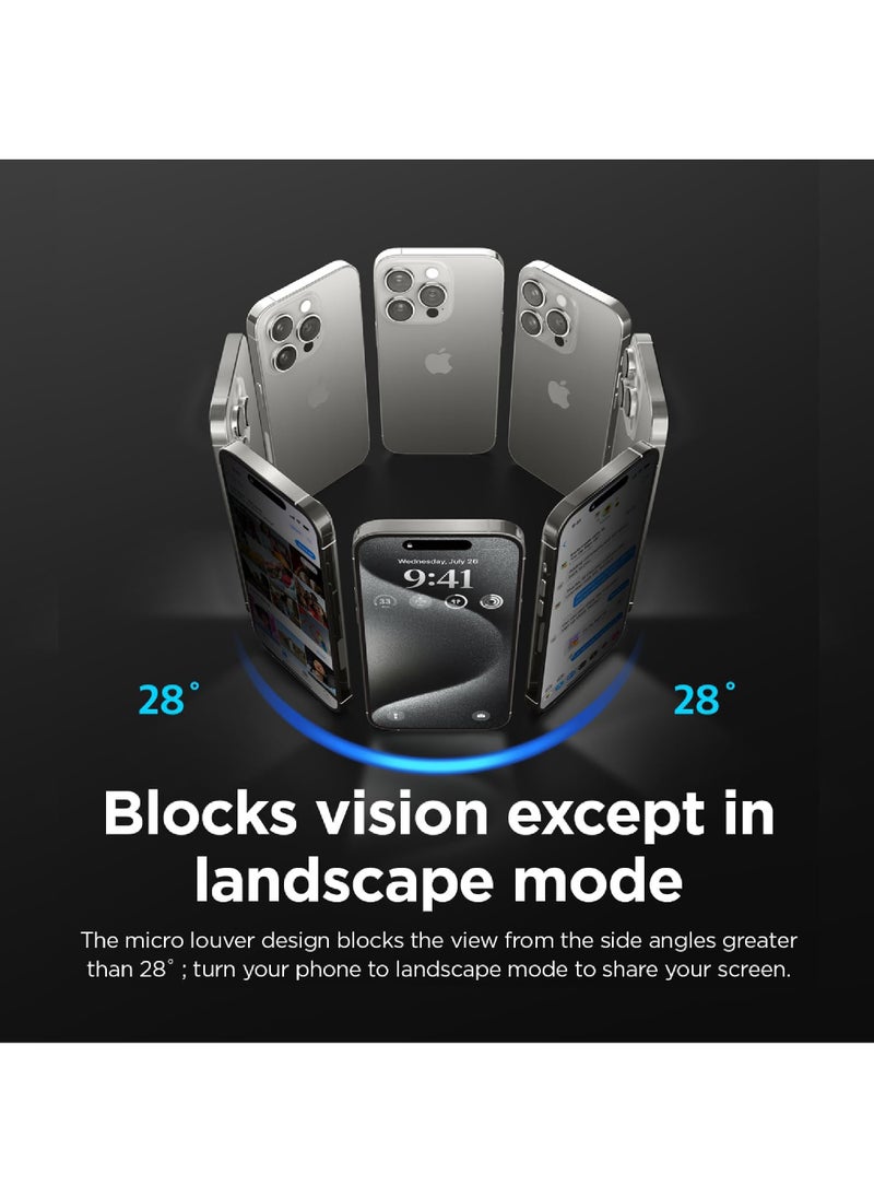 Rock Pow - Screen protector Compatible with iPhone 15 Pro 5G Privacy Tempered Glass Screen Protector [Bubble Free][Anti-Glare][HD Full Coverage][Easy Installation][Scratch Resistant] - Image 1