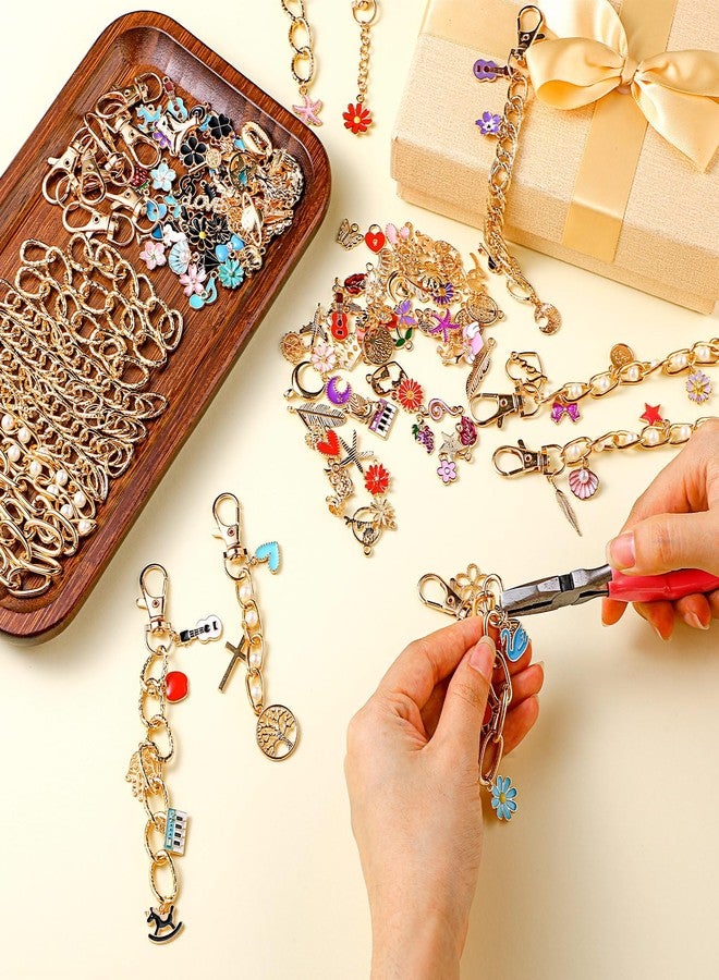 Tondiamo 440 Pcs Charm Lip Gloss Keychain Making Kit Jewelry Chain DIY Craft Supplies 200 Charm Jump Ring 20 Clip with Ring Hook Lobster Claw Clasp Extender for Women Custom Keychain Making(Flower,Multicolor) - Image 5