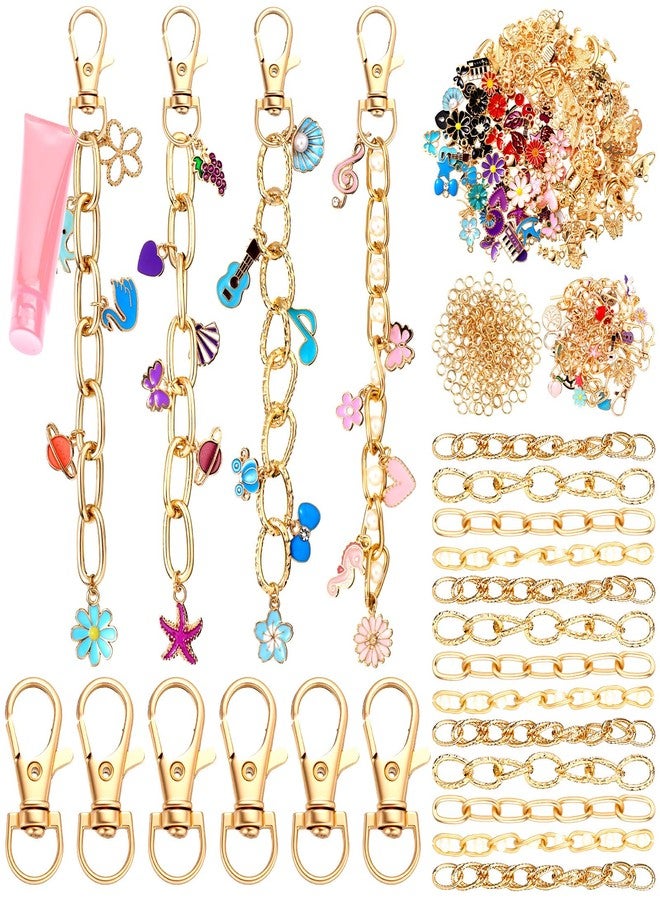 Tondiamo 440 Pcs Charm Lip Gloss Keychain Making Kit Jewelry Chain DIY Craft Supplies 200 Charm Jump Ring 20 Clip with Ring Hook Lobster Claw Clasp Extender for Women Custom Keychain Making(Flower,Multicolor) - Image 1