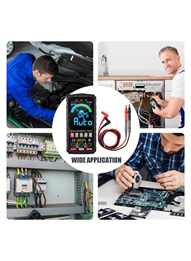 OUNA Multimeter, HT126B Smart Digital Multimeter 6000 Counts True RMS Auto-ranging VA Color Screen Electrical Tester Voltmeter Ammeter Temperature Measuring Multifunction AC DC Voltage t Capacitance - Image 5