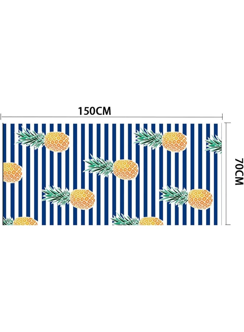 Large Microfiber Beach Towel, 70x150 cm Quick Dry Sand Free Beach Blanket, Blue and White Stripes with Pineapple Pattern, Lightweight Travel Towel for Beach, Picnic, Camping, Home Use - Image 2