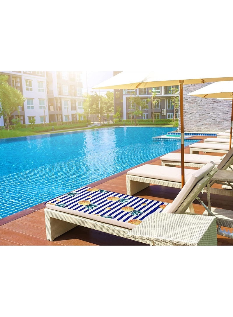 Large Microfiber Beach Towel, 70x150 cm Quick Dry Sand Free Beach Blanket, Blue and White Stripes with Pineapple Pattern, Lightweight Travel Towel for Beach, Picnic, Camping, Home Use - Image 5