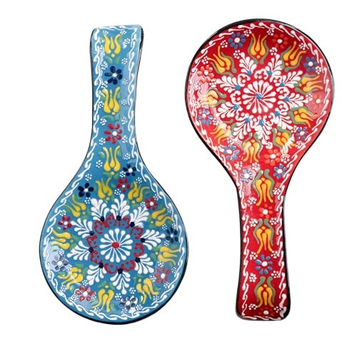 BCS Spoon Rest Set of 2 - Ceramic Spoon Holder for Stovetop & Kitchen Counter - Dishwasher Safe Handmade Kitchen - Image 2