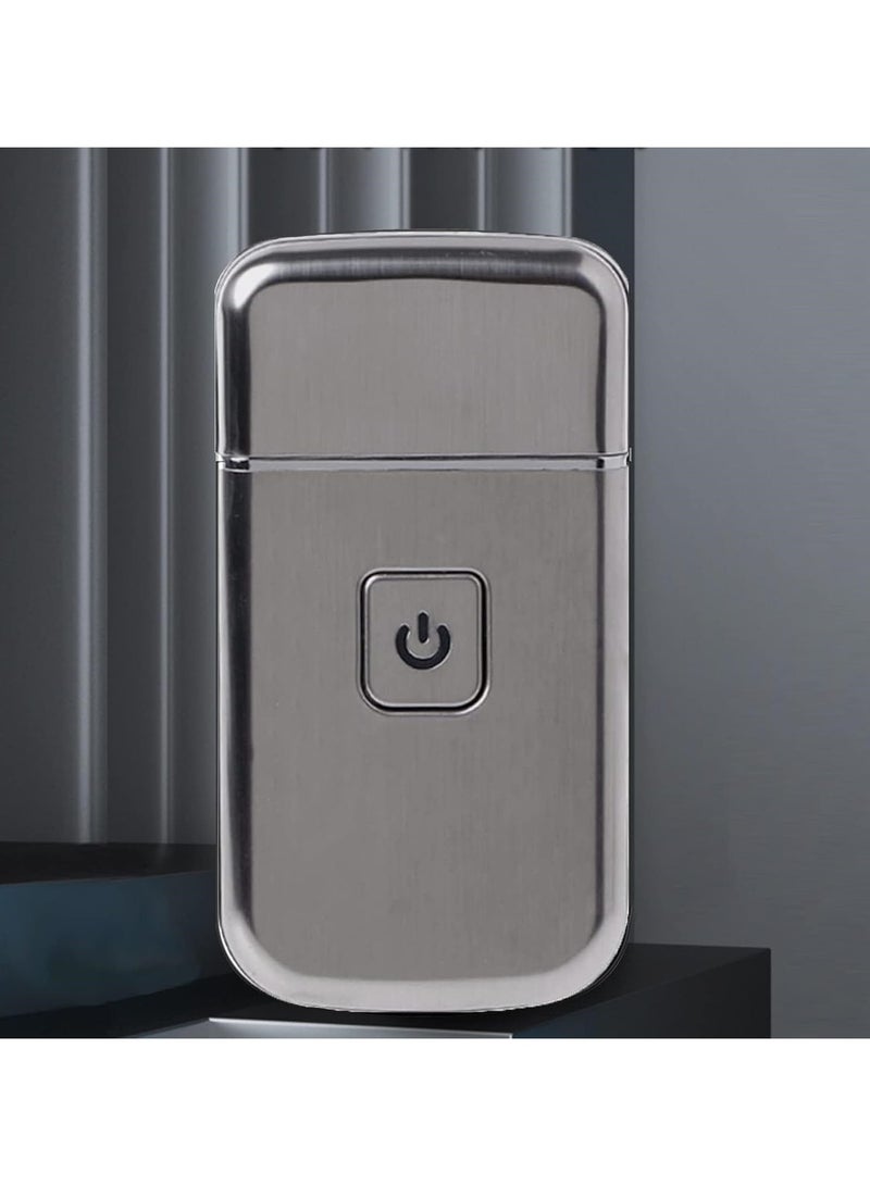 Men's Ultra Thin Electric Razor, Rechargeable Single Razor Reciprocating Mini Electric Razor Rechargeable Washable Wet/Dry Razor for Facial Care Beard Trimmer, Cordless USB Travel Razor, Silver - Image 4