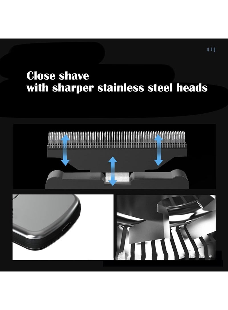 Men's Ultra Thin Electric Razor, Rechargeable Single Razor Reciprocating Mini Electric Razor Rechargeable Washable Wet/Dry Razor for Facial Care Beard Trimmer, Cordless USB Travel Razor, Silver - Image 2