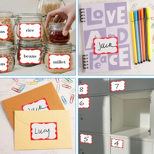 labelon Red Name Tag Stickers, 2"x 3" Holiday Gift Tag Stickers with Red Border 200 Pcs Adhesive Name Sticker Name Badges Labels for Holiday Gift, School, Office, Home, Party - Image 4
