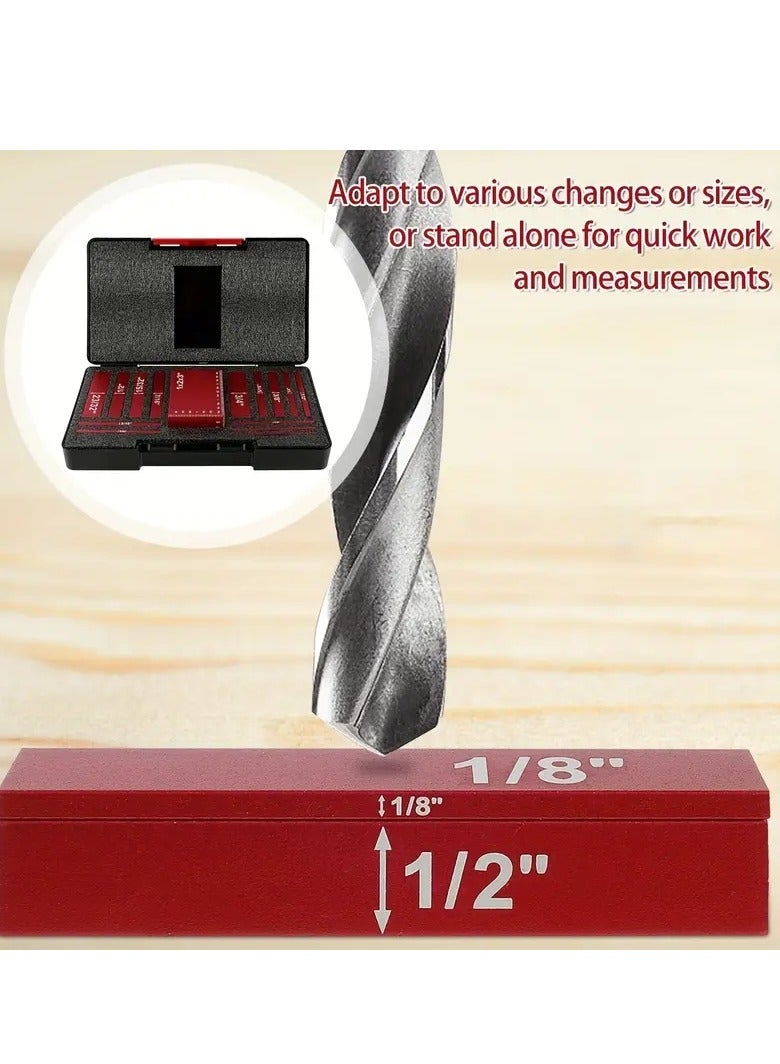 15 Piece Aluminum Alloy Gauge Block Set High Precision Height Measuring Bars Portable Testing Tool for Router Table Saw Woodworking Accessories - Image 4