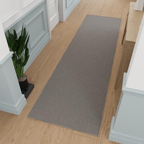 Ottomanson Hallway Runner Rug 27 x 910 Non Slip Solid Area Rugs Easy to Clean Laundry Rug Runner Durable Pet Friendly Floor Carpet Runners for Hallways Entryway Living Room Kitchen Gray