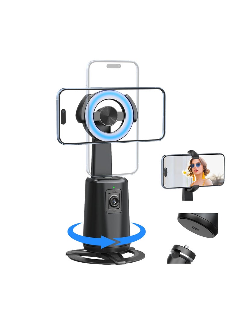 SYOSI Auto Face Tracking Tripod, Magnetic Auto Face Tracking Phone Holder with 360° Rotation, No APP Required, Portable Smart Body Shooting Camera Mount for Live Vlog, Video, Rechargeable Battery - Image 1