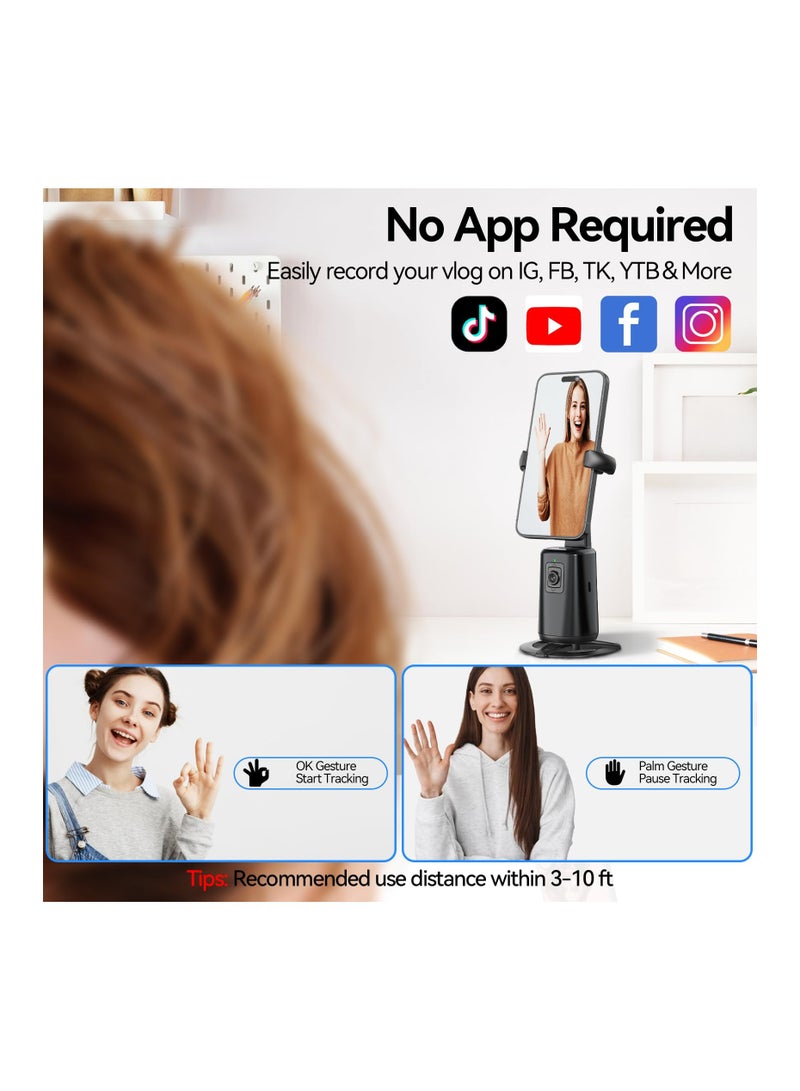 SYOSI Auto Face Tracking Tripod, Magnetic Auto Face Tracking Phone Holder with 360° Rotation, No APP Required, Portable Smart Body Shooting Camera Mount for Live Vlog, Video, Rechargeable Battery - Image 5