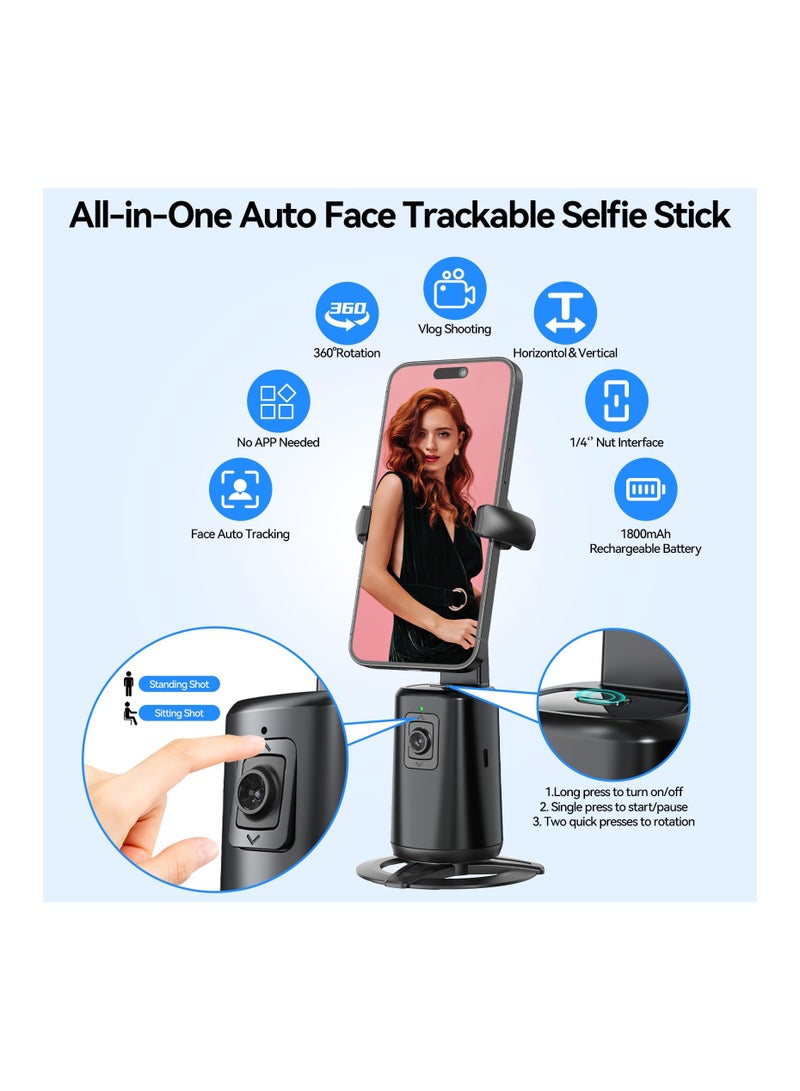 SYOSI Auto Face Tracking Tripod, Magnetic Auto Face Tracking Phone Holder with 360° Rotation, No APP Required, Portable Smart Body Shooting Camera Mount for Live Vlog, Video, Rechargeable Battery - Image 4