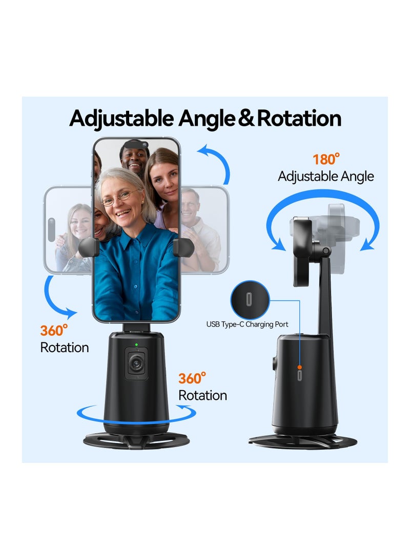 SYOSI Auto Face Tracking Tripod, Magnetic Auto Face Tracking Phone Holder with 360° Rotation, No APP Required, Portable Smart Body Shooting Camera Mount for Live Vlog, Video, Rechargeable Battery - Image 3