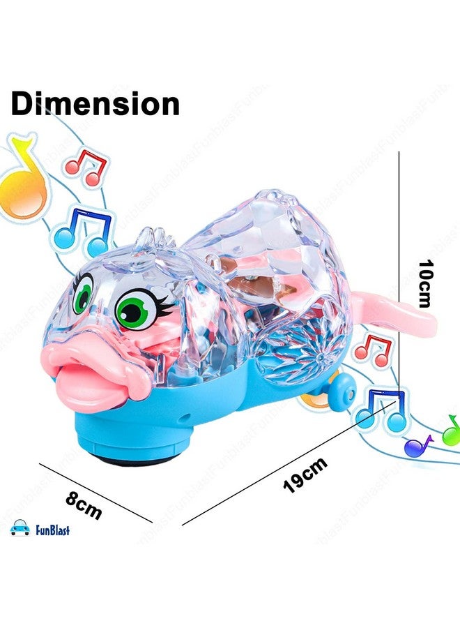 فنبلاست لعبة البطة الموسيقية FunBlast للأطفال - عجلة عالمية دوارة 360 درجة مع ضوء وصوت، ألعاب ارتطام وانطلاق للبنات والأولاد، ألعاب زحف للأطفال، لعبة شفافة مع ضوء وامض - Image 2