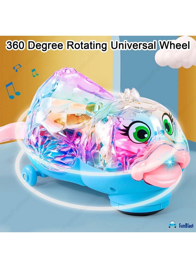 فنبلاست لعبة البطة الموسيقية FunBlast للأطفال - عجلة عالمية دوارة 360 درجة مع ضوء وصوت، ألعاب ارتطام وانطلاق للبنات والأولاد، ألعاب زحف للأطفال، لعبة شفافة مع ضوء وامض - Image 3