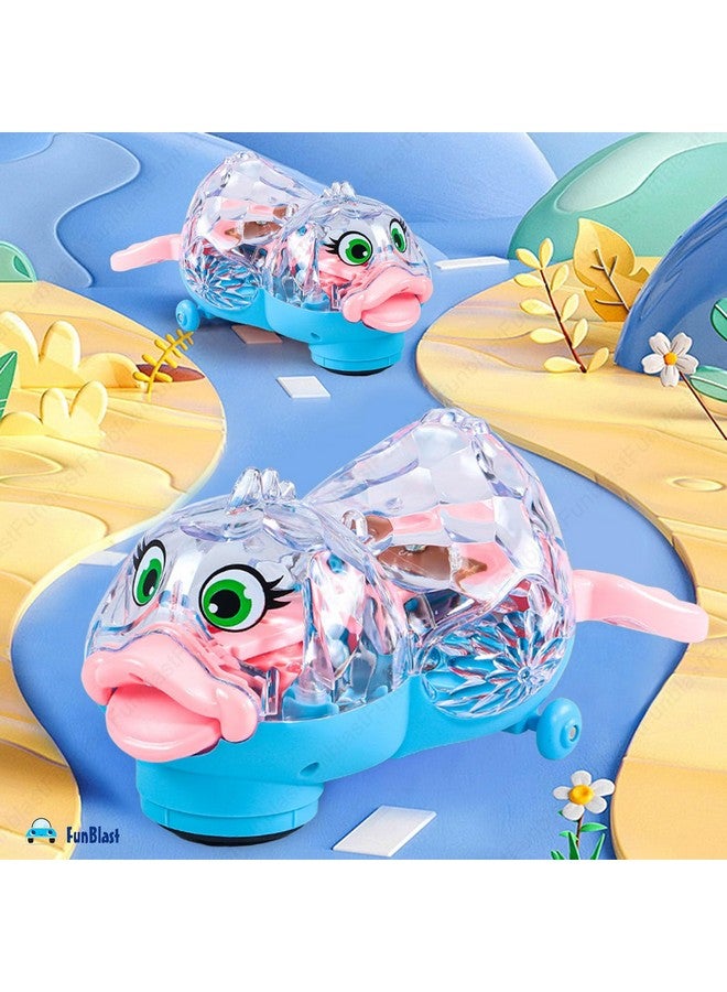 فنبلاست لعبة البطة الموسيقية FunBlast للأطفال - عجلة عالمية دوارة 360 درجة مع ضوء وصوت، ألعاب ارتطام وانطلاق للبنات والأولاد، ألعاب زحف للأطفال، لعبة شفافة مع ضوء وامض - Image 4