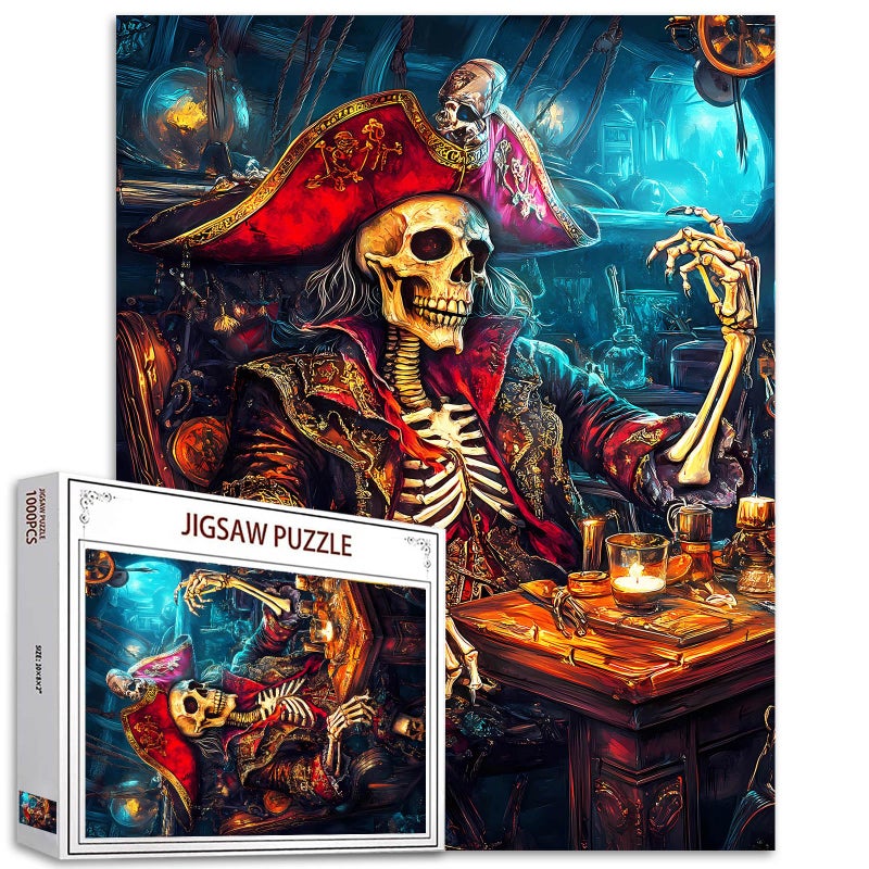 Aihonmin 1000 Piece Nautical Skull Captain Puzzle for Adults Intermediate Skill Level 1969 x 2756 50x70cm EcoFriendly Recycled Board Includes HighDefinition Poster Ages 14 - Image 3