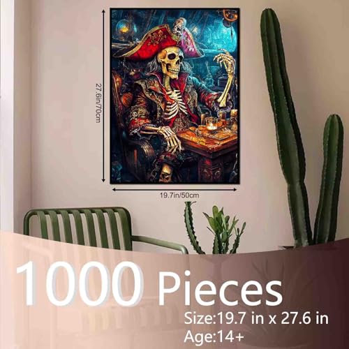 Aihonmin 1000 Piece Nautical Skull Captain Puzzle for Adults Intermediate Skill Level 1969 x 2756 50x70cm EcoFriendly Recycled Board Includes HighDefinition Poster Ages 14 - Image 5