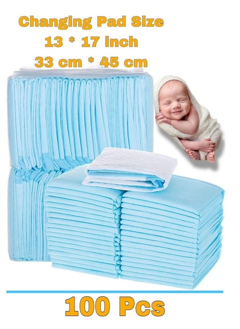 100 Pcs Disposable Changing Pad Leak-Proof Underpad Bed Table Protector Mat, Soft Non-Woven Fabric, 33x45cm