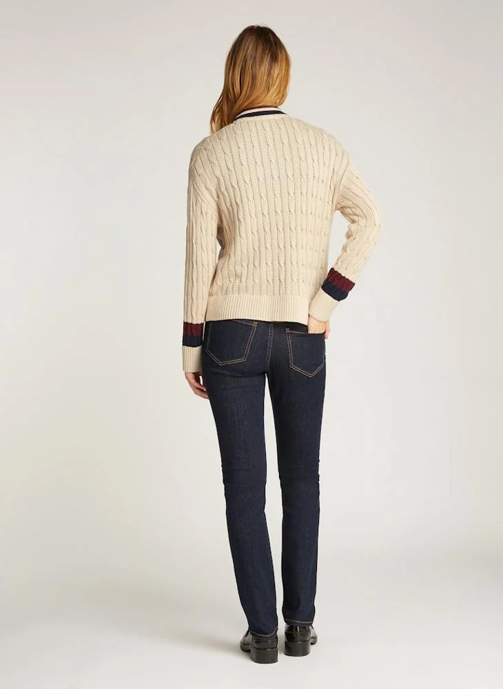 تومي هيلفيغر Cable Knitted Pocket Detail Cardigan