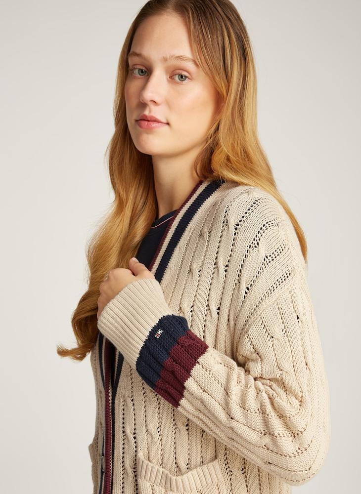 TOMMY HILFIGER - Cable Knitted Pocket Detail Cardigan - Image 1
