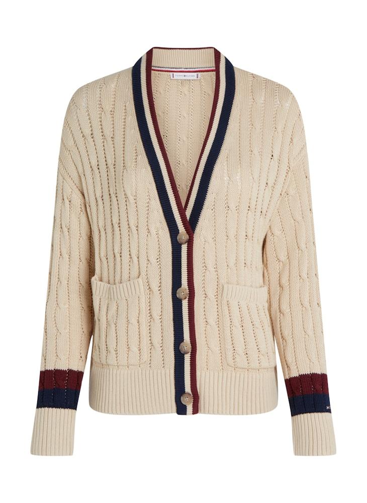 TOMMY HILFIGER - Cable Knitted Pocket Detail Cardigan - Image 1