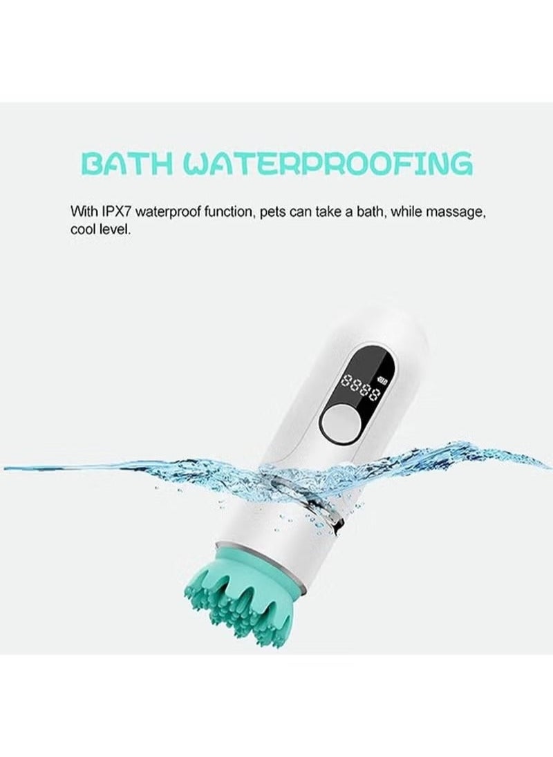 Mini Head Scratcher Handheld Pet Massager 5 Types Of Massage Heads Interchangeable 3 Levels Of Adjustment 500 Ma Class 7 Waterproof White