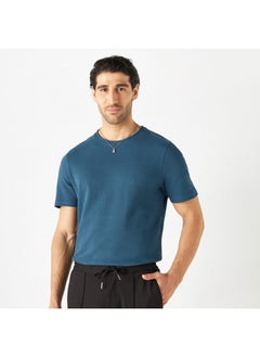 Iconic Iconic Textured T-shirt with Crew Neck and Short Sleeves  - Image 1