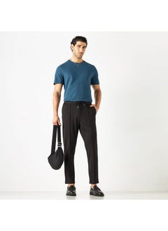 Iconic Iconic Textured T-shirt with Crew Neck and Short Sleeves  - Image 2