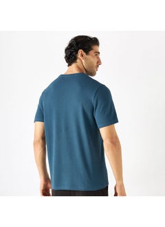 Iconic Iconic Textured T-shirt with Crew Neck and Short Sleeves  - Image 3