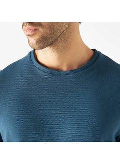 Iconic Iconic Textured T-shirt with Crew Neck and Short Sleeves  - Image 4