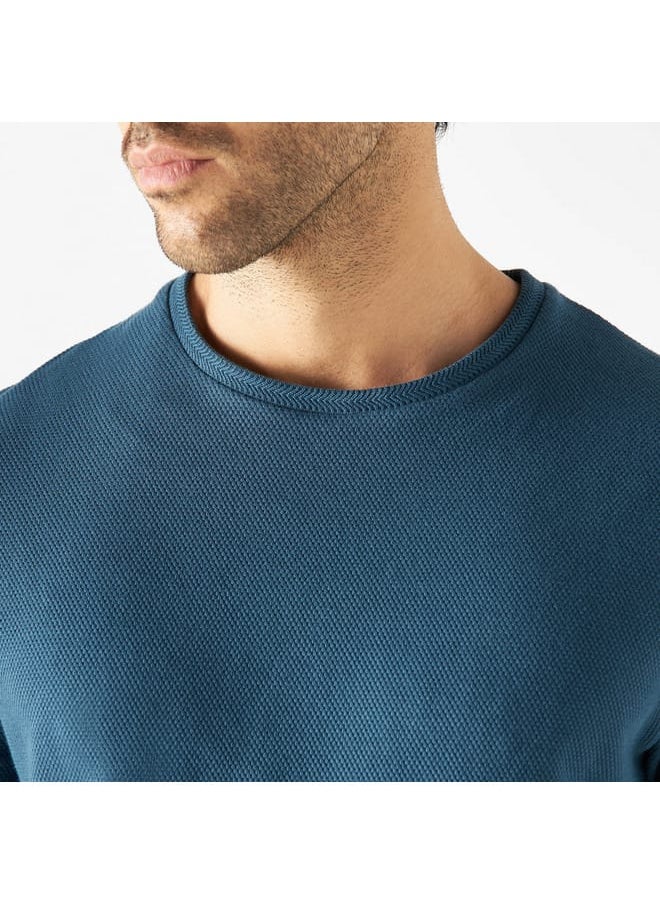 Iconic Iconic Textured T-shirt with Crew Neck and Short Sleeves  - Image 4