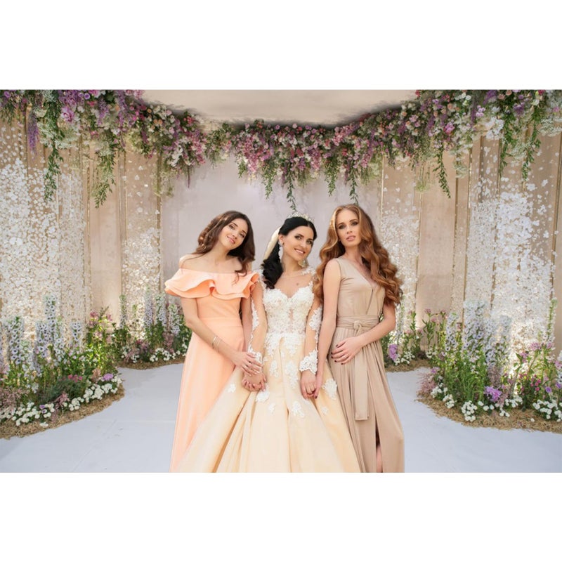 CSFOTO 20x10ft Wedding Backdrop for Cradle Ceremony Background for Proposal Flowers Curtain Wedding Ceremony Banner Bridal Shower Background Mother's Day Floral Marriage Backdrop - Image 4