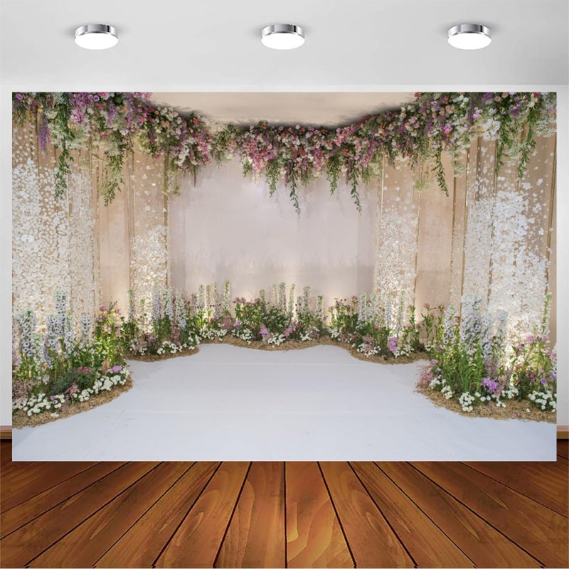 CSFOTO 20x10ft Wedding Backdrop for Cradle Ceremony Background for Proposal Flowers Curtain Wedding Ceremony Banner Bridal Shower Background Mother's Day Floral Marriage Backdrop - Image 1