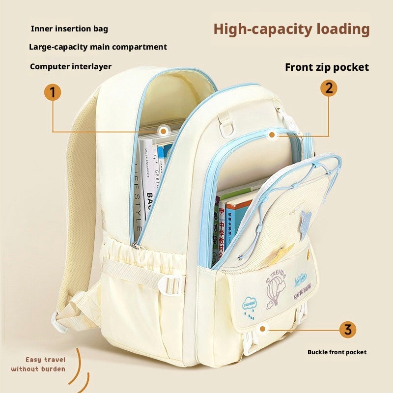Large Capacity Embroidered Backpack for Students - Image 3