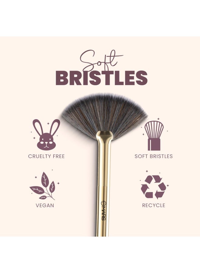 MARS Artist's Arsenal Professional Fan Brush For Face Highlighting | Precise Synthetic Brushes | Feather Soft Touch | Perfect For Highlighting | Luxe Packaging Makeup Brush (Golden) - Image 5