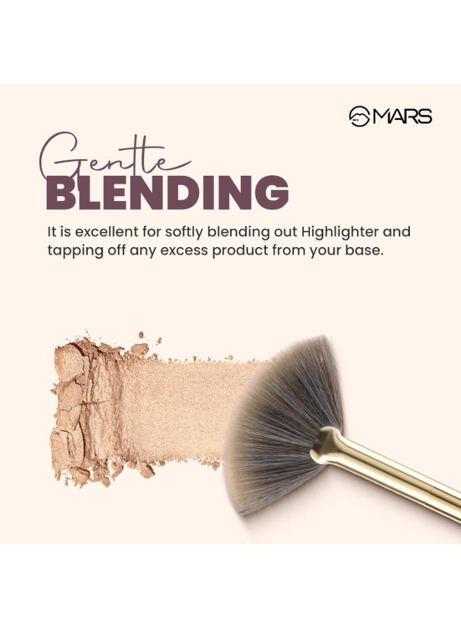 MARS Artist's Arsenal Professional Fan Brush For Face Highlighting | Precise Synthetic Brushes | Feather Soft Touch | Perfect For Highlighting | Luxe Packaging Makeup Brush (Golden) - Image 4