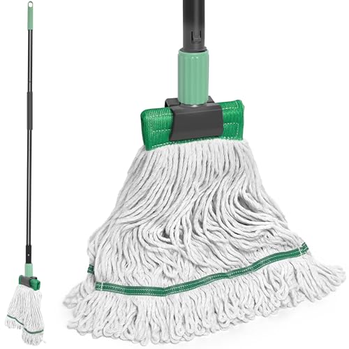 DALIPER Heavy Duty Mop for Floor Cleaning Industrial Commercial Mop with 575 Inches Long HandleLoopedEnd String Wet Cotton Mops for Garage Warehouse Workshop