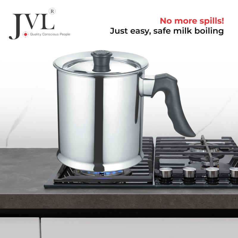 JVL Stainless Steel Double Wall Milk Boiler Storage with Single Bakelite Handle (2 Litre) - Image 5